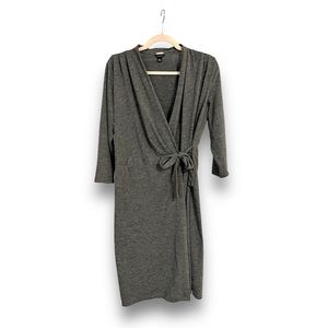 Ann Taylor Casual Grey Wrap Dress Size L
